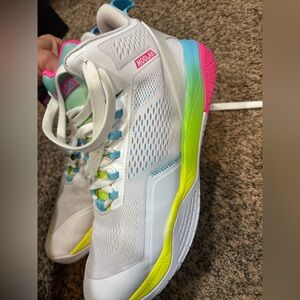 Women's White and Multicolor Athletic Shoes
